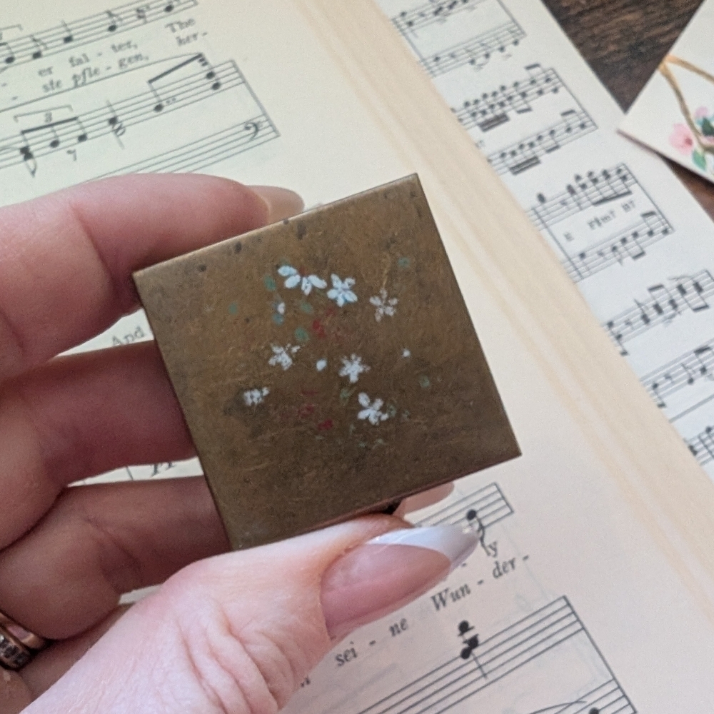 Vintage Floral Brass Trinket Box Small